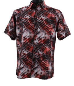 Bassiri Short Sleeve Camp Shirt - Artistic Red Foliage Print